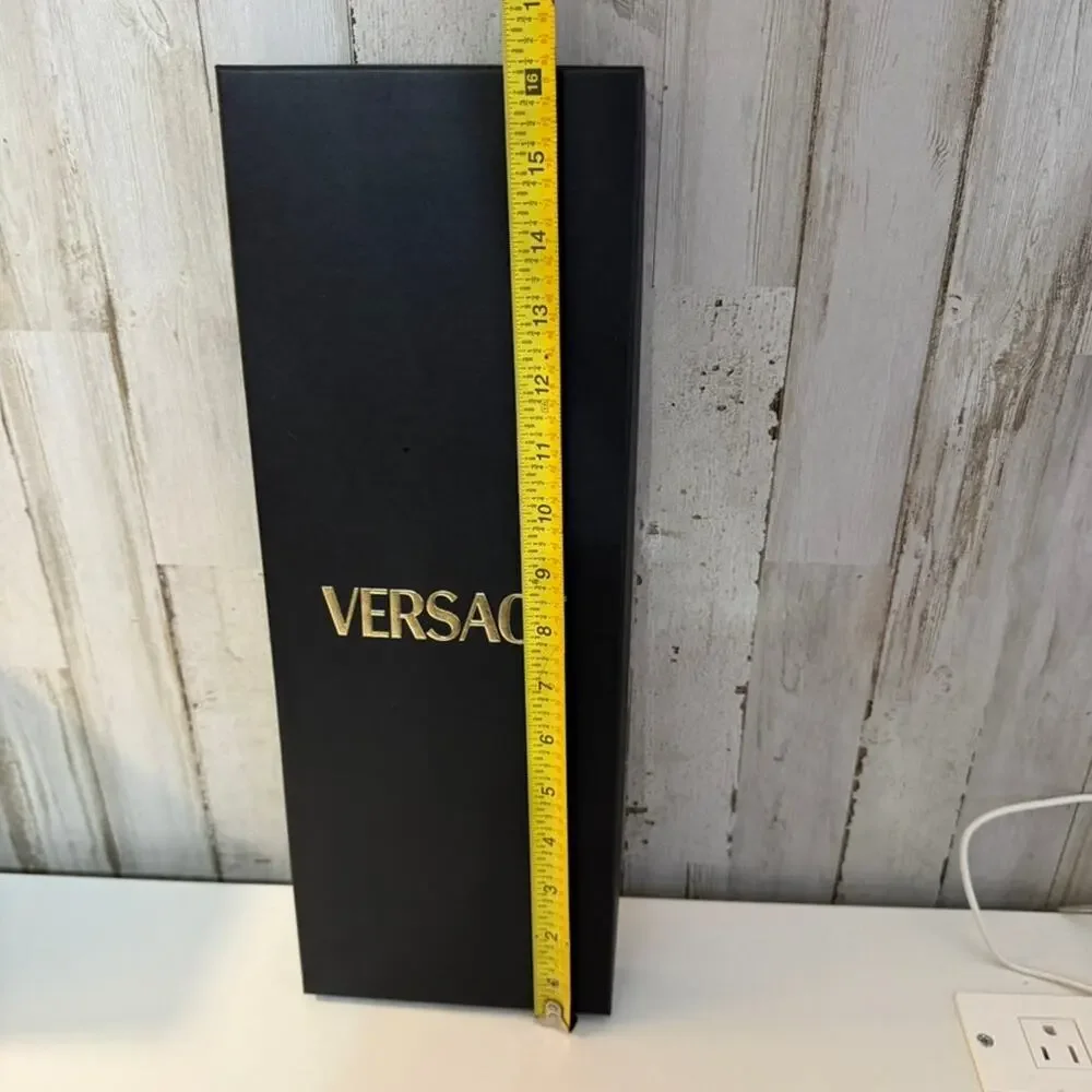 Versace Logo Presentation Gift Box with Lid Black & Gold Empty 16 x 6